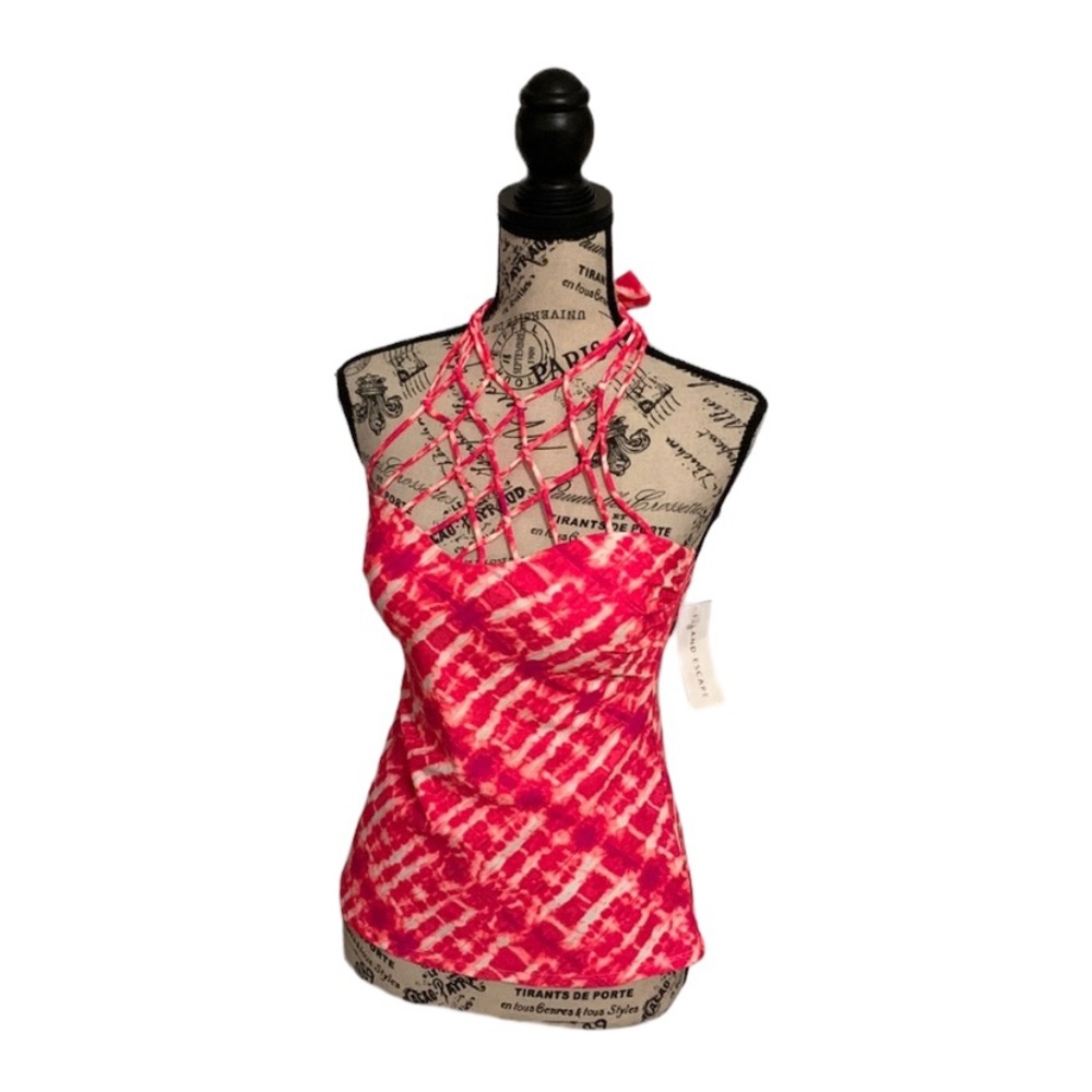 Island Escape Swim tank Vibrant Lattice Top Tankini Fluorescent Pink Size 8